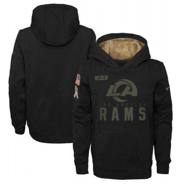 Stunning Los Angeles Rams Youth 2020 Salute to Service Pullover Performance Hoodie Black Collectors this is a must have Add this Rams item to your collection