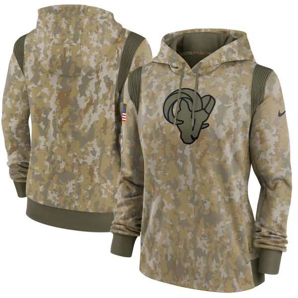 HighQuality Los Angeles Rams Camo Women's 2021 Salute To Service Therma Performance Pullover Hoodie For a short time available Don't miss your chance to own Rams clothing