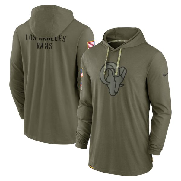 Delightful Los Angeles Rams 2022 Salute to Service Tonal Pullover Hoodie Olive Be among the first to own Order your Rams stuff right away