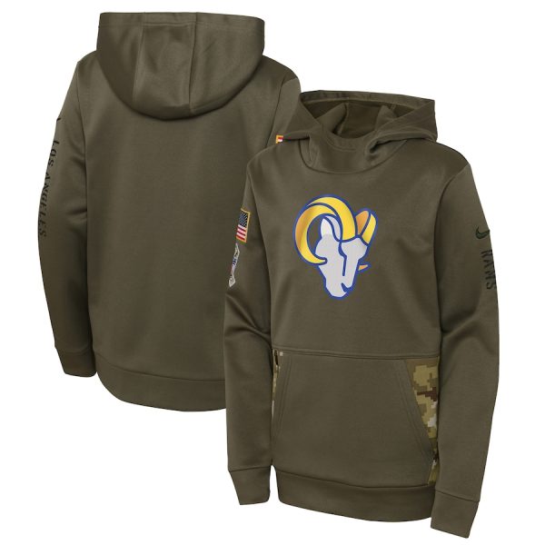 Outstanding Los Angeles Rams Youth 2022 Salute To Service Performance Pullover Hoodie Olive Limited stock Order now to show your love for the Rams