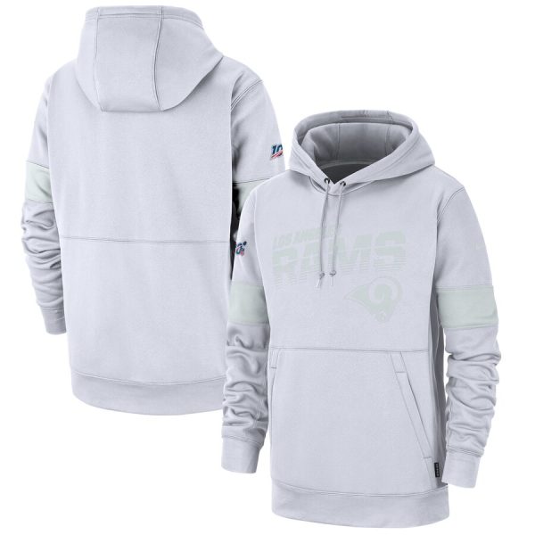 Amazing Los Angeles Rams NFL 100 2019 Sideline Platinum Therma Pullover Hoodie White Sports enthusiasts Seize the opportunity Order your Rams merchandise