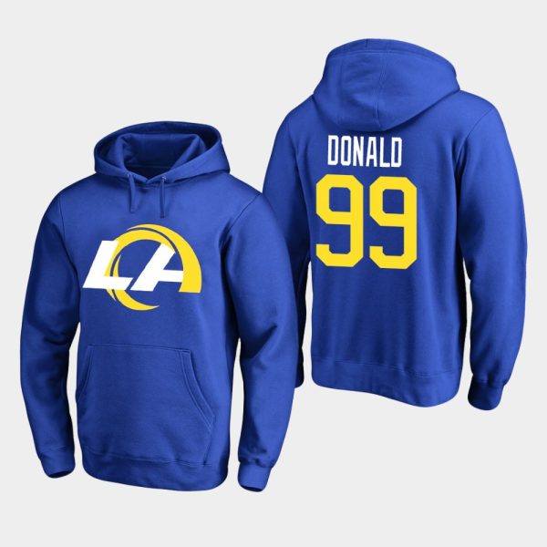 Outstanding Los Angeles Rams #99 Aaron Donald Men's 2020 New Logo Royal Pullover Hoodie Collectors this is a must have Add this Rams item to your collection