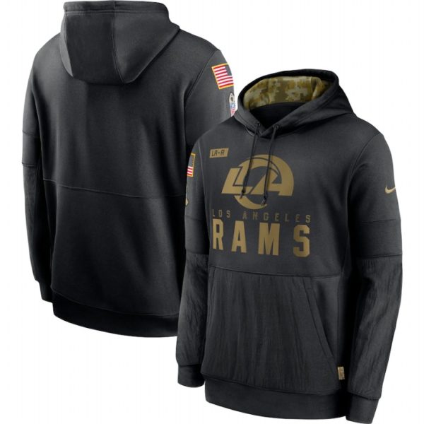 Premium Los Angeles Rams 2020 Salute to Service Sideline Performance Pullover Hoodie Black Limited stock Order now to show your love for the Rams