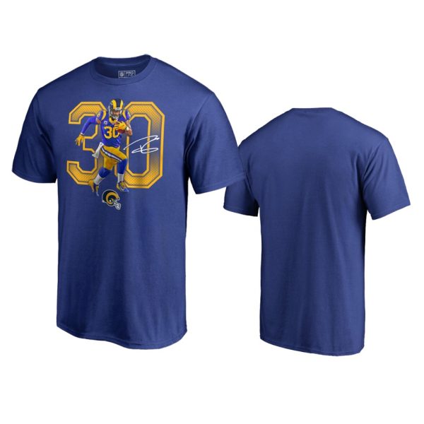 Premium Los Angeles Rams #30 Todd Gurley II Royal Men's Player Graphic Powerhouse T Shirt Sports enthusiasts Seize the opportunity Order your Rams merchandise