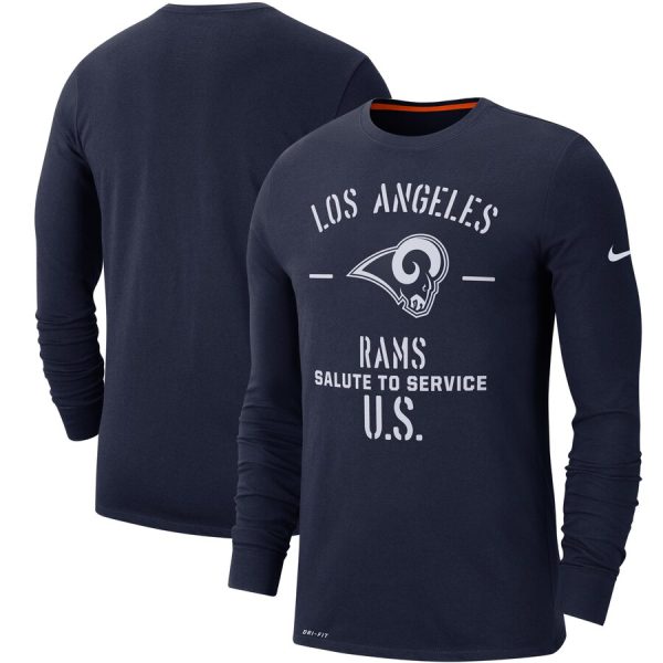 HighQuality Men's Los Angeles Rams Navy 2019 Salute to Service Sideline Performance Long Sleeve Shirt Retailers boost your inventory Order these popular Rams products
