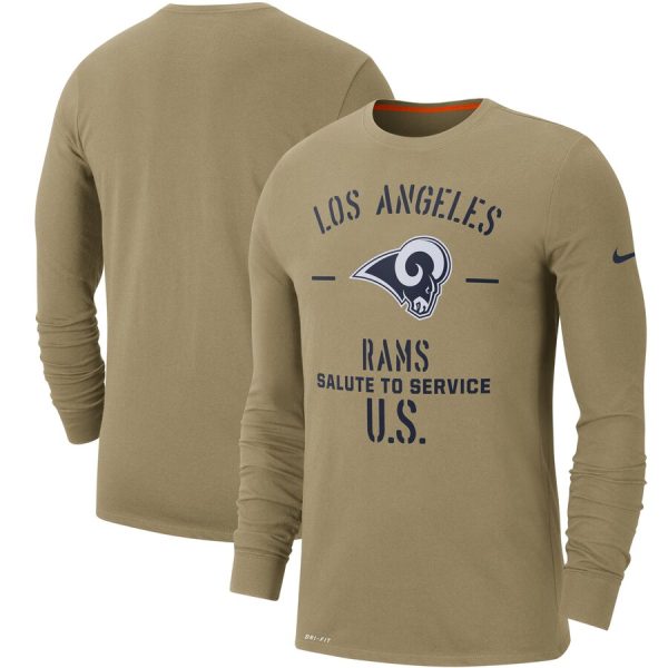 Amazing Men's Los Angeles Rams Tan 2019 Salute to Service Sideline Performance Long Sleeve Shirt Be among the first to own Order your Rams stuff right away