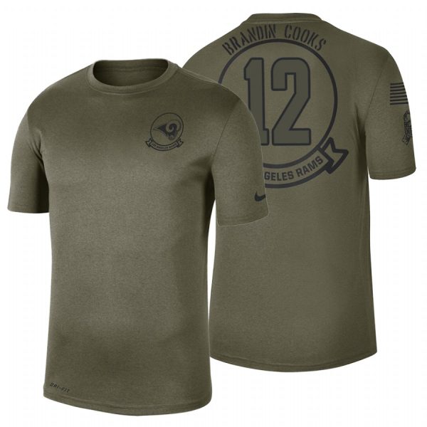HighQuality Los Angeles Rams #12 Brandin Cooks Olive 2019 Salute To Service Sideline NFL T Shirt Act fast Only a few left Secure your Rams apparel today