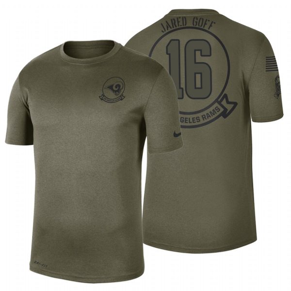 Gorgeous Los Angeles Rams #16 Jared Goff Olive 2019 Salute To Service Sideline NFL T Shirt With high demand Order now to wear your Rams pride