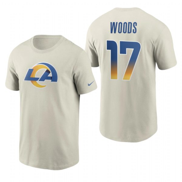 Exceptional Los Angeles Rams #17 Robert Woods Men's Cream 2020 Primary Logo NFL T Shirt Sports enthusiasts Seize the opportunity Order your Rams merchandise