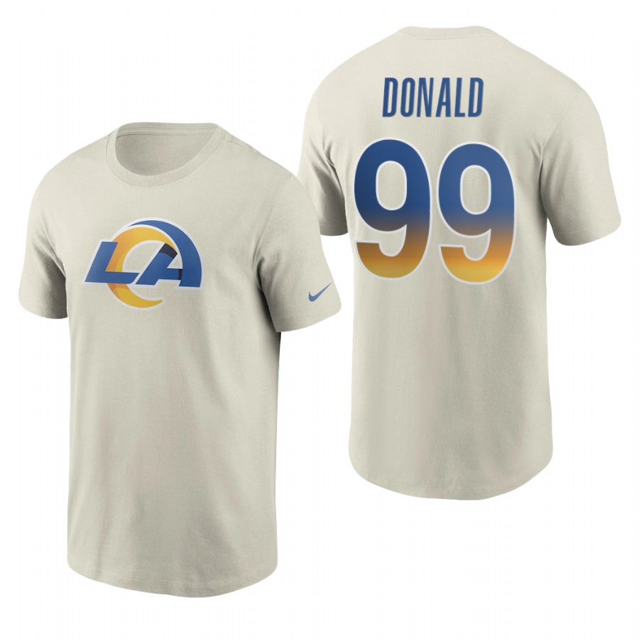 Stunning Los Angeles Rams #99 Aaron Donald Men's Cream 2020 Primary Logo NFL T Shirt For a short time available Don't miss your chance to own Rams clothing