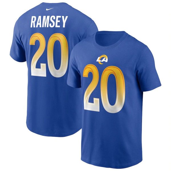 Delightful Los Angeles Rams #20 Jalen Ramsey Team Player Name & Number T Shirt Royal Sports enthusiasts Seize the opportunity Order your Rams merchandise