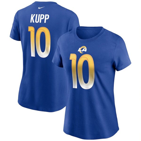 Premium Los Angeles Rams #10 Cooper Kupp Women's Team Player Name & Number T Shirt Royal With high demand Order now to wear your Rams pride