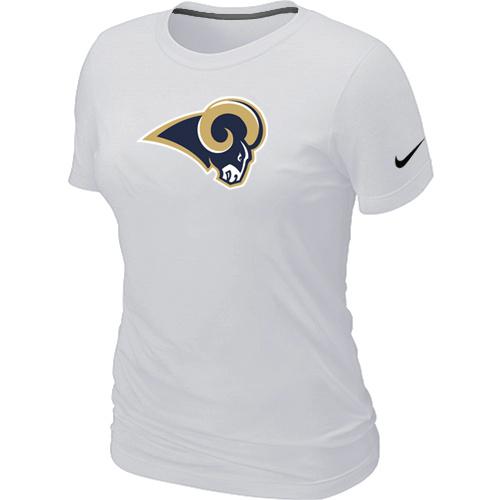 Outstanding Women's Los Angeles Rams Logo NFL T Shirt White Retailers boost your inventory Order these popular Rams products