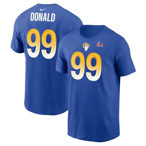 Premium Los Angeles Rams #99 Aaron Donald Royal Men's Super Bowl LVI Bound Name & Number Long Sleeve T Shirt Be among the first to own Order your Rams stuff right away