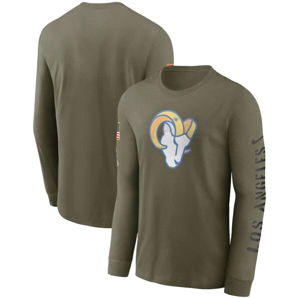 HighQuality Los Angeles Rams 2022 Salute To Service Long Sleeve T Shirt Olive Act fast Only a few left Secure your Rams apparel today