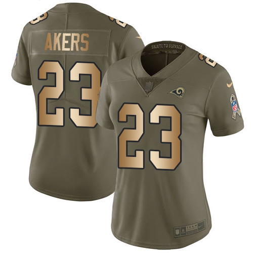 Delightful Rams #23 Cam Akers Olive/Gold Women's Stitched NFL Limited 2017 Salute To Service Jersey Sports enthusiasts Seize the opportunity Order your Rams merchandise