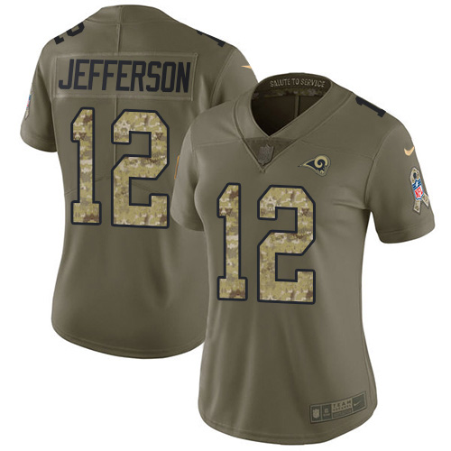 Amazing Rams #12 Van Jefferson Olive/Camo Women's Stitched NFL Limited 2017 Salute To Service Jersey Sports fans this is your chance Order soon to support the Rams
