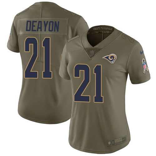 Fantastic Rams #21 Donte Deayon Olive Women's Stitched NFL Limited 2017 Salute To Service Jersey Collectors this is a must have Add this Rams item to your collection