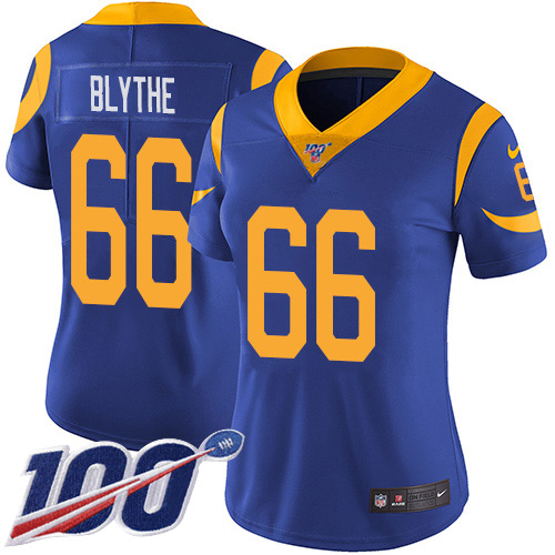HighQuality Rams #66 Austin Blythe Royal Blue Alternate Women's Stitched NFL 100th Season Vapor Untouchable Limited Jersey Sports enthusiasts Seize the opportunity Order your Rams merchandise