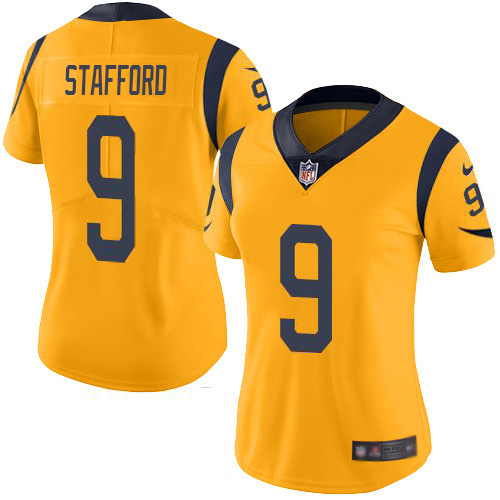 Exceptional Los Angeles Rams #9 Matthew Stafford Gold Women's Stitched NFL Limited Rush Jersey Act fast Only a few left Secure your Rams apparel today