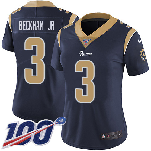 Stunning Rams #3 Odell Beckham Jr. Navy Blue Team Color Women's Stitched NFL 100th Season Vapor Limited Jersey With high demand Order now to wear your Rams pride