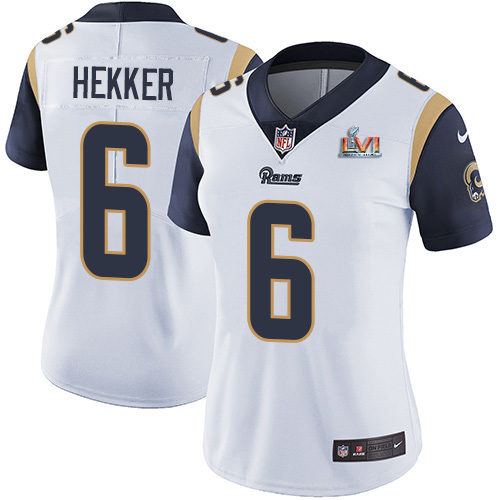 Superb Rams #6 Johnny Hekker White Super Bowl LVI Patch Women's Stitched NFL Vapor Untouchable Limited Jersey Sports enthusiasts Seize the opportunity Order your Rams merchandise