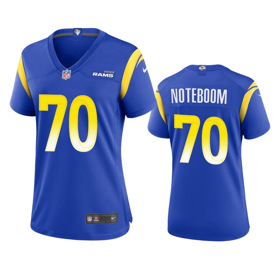 Outstanding Los Angeles Rams #70 Joseph Noteboom Women's Game NFL Jersey Royal Retailers boost your inventory Order these popular Rams products