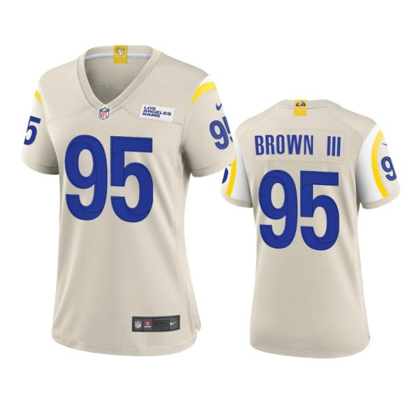 Superb Los Angeles Rams #95 Bobby Brown III Women's Game NFL Jersey Bone For a short time available Don't miss your chance to own Rams clothing