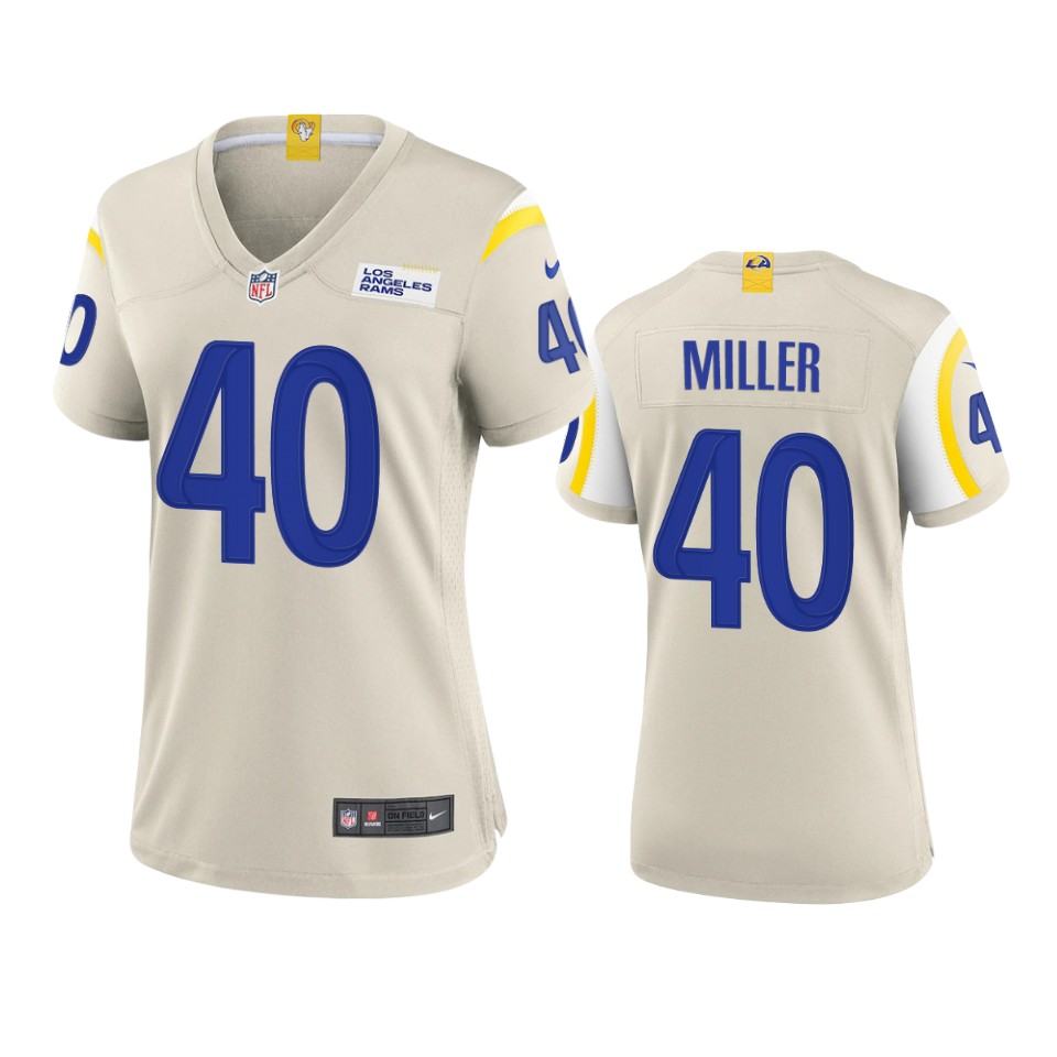 Outstanding Los Angeles Rams #40 Von Miller Women's Game NFL Jersey Bone With high demand Order now to wear your Rams pride