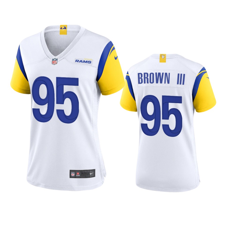 Stunning Los Angeles Rams #95 Bobby Brown III Women's Alternate Game NFL Jersey White With high demand Order now to wear your Rams pride