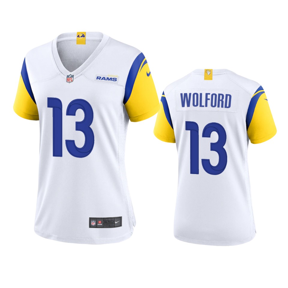 Superb Los Angeles Rams #13 John Wolford Women's Alternate Game NFL Jersey White Sports fans this is your chance Order soon to support the Rams