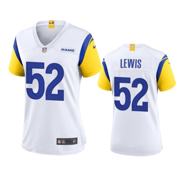 Premium Los Angeles Rams #52 Terrell Lewis Women's Alternate Game NFL Jersey White Limited stock Order now to show your love for the Rams