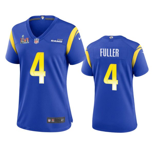 Delightful Los Angeles Rams #4 Jordan Fuller Women's Super Bowl LVI Patch Game NFL Jersey Royal Limited stock Order now to show your love for the Rams