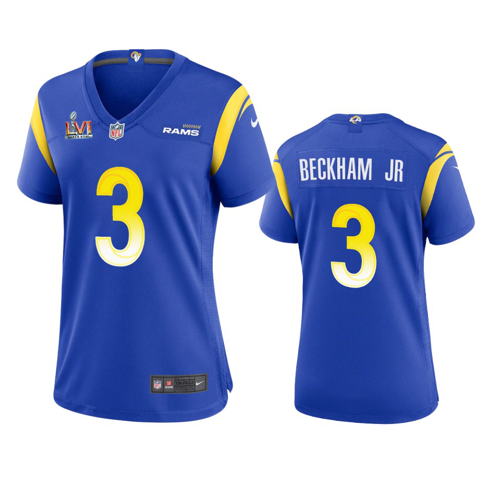 Exceptional Los Angeles Rams #3 Odell Beckham Jr. Women's Super Bowl LVI Patch Game NFL Jersey Royal With high demand Order now to wear your Rams pride