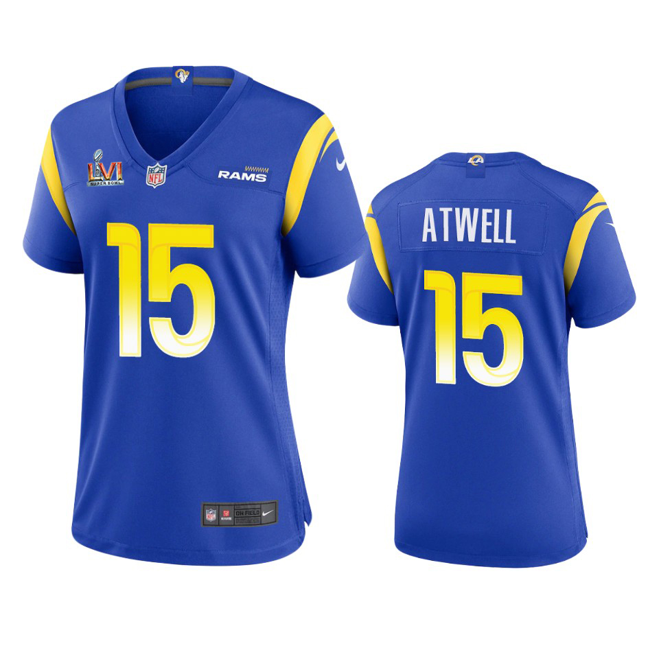 Stunning Los Angeles Rams #15 Tutu Atwell Women's Super Bowl LVI Patch Game NFL Jersey Royal Be among the first to own Order your Rams stuff right away