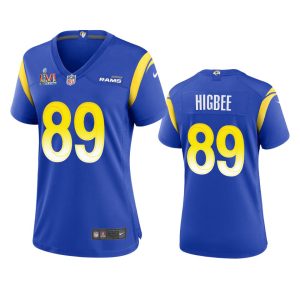 Fantastic Los Angeles Rams #89 Tyler Higbee Women's Super Bowl LVI Patch Game NFL Jersey Royal Hurry Exclusive offer Place your order for Rams gear immediately