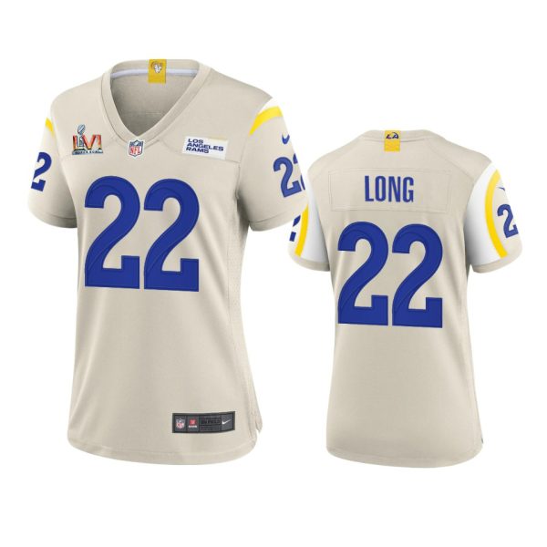 Stunning Los Angeles Rams #22 David Long Women's Super Bowl LVI Patch Game NFL Jersey Bone With high demand Order now to wear your Rams pride