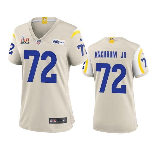 Premium Los Angeles Rams #72 Tremayne Anchrum Jr. Women's Super Bowl LVI Patch Game NFL Jersey Bone Sports enthusiasts Seize the opportunity Order your Rams merchandise