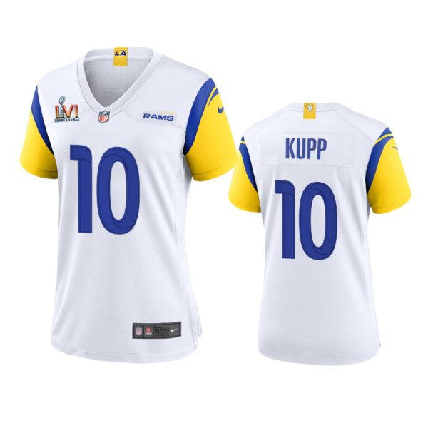 Outstanding Los Angeles Rams #10 Cooper Kupp Women's Super Bowl LVI Patch Alternate Game NFL Jersey White With high demand Order now to wear your Rams pride
