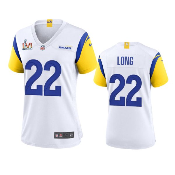 Outstanding Los Angeles Rams #22 David Long Women's Super Bowl LVI Patch Alternate Game NFL Jersey White Sports fans this is your chance Order soon to support the Rams
