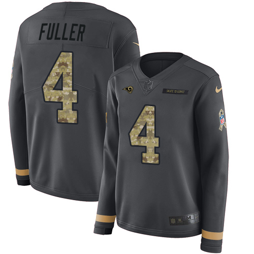 Outstanding Rams #4 Jordan Fuller Anthracite Salute to Service Women's Stitched NFL Limited Therma Long Sleeve Jersey With high demand Order now to wear your Rams pride