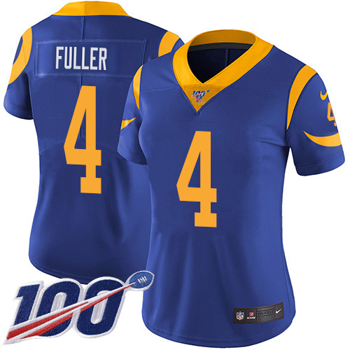 HighQuality Rams #4 Jordan Fuller Royal Blue Alternate Women's Stitched NFL 100th Season Vapor Untouchable Limited Jersey Act fast Only a few left Secure your Rams apparel today