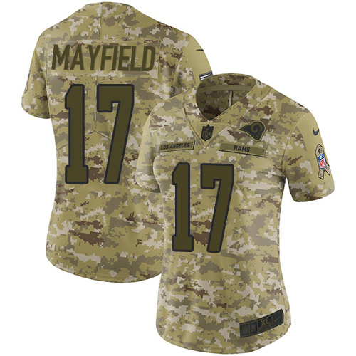 HighQuality Rams #17 Baker Mayfield Camo Women's Stitched NFL Limited 2018 Salute to Service Jersey Be among the first to own Order your Rams stuff right away