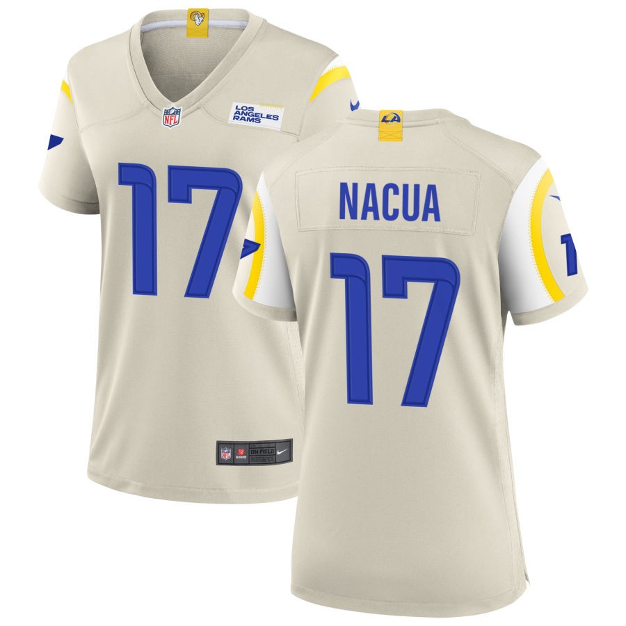 Gorgeous Los Angeles Rams #17 Puka Nacua Women's Game NFL Jersey Bone With high demand Order now to wear your Rams pride