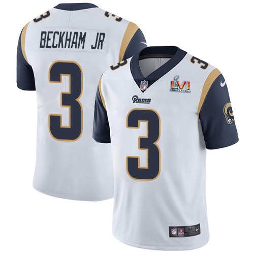 HighQuality Rams #3 Odell Beckham Jr. White Super Bowl LVI Patch Youth Stitched NFL Vapor Untouchable Limited Jersey For a short time available Don't miss your chance to own Rams clothing
