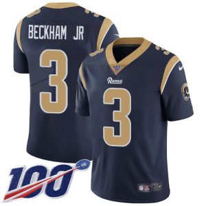 Outstanding Rams #3 Odell Beckham Jr. Navy Blue Team Color Men's Stitched NFL 100th Season Vapor Limited Jersey Limited stock Order now to show your love for the Rams