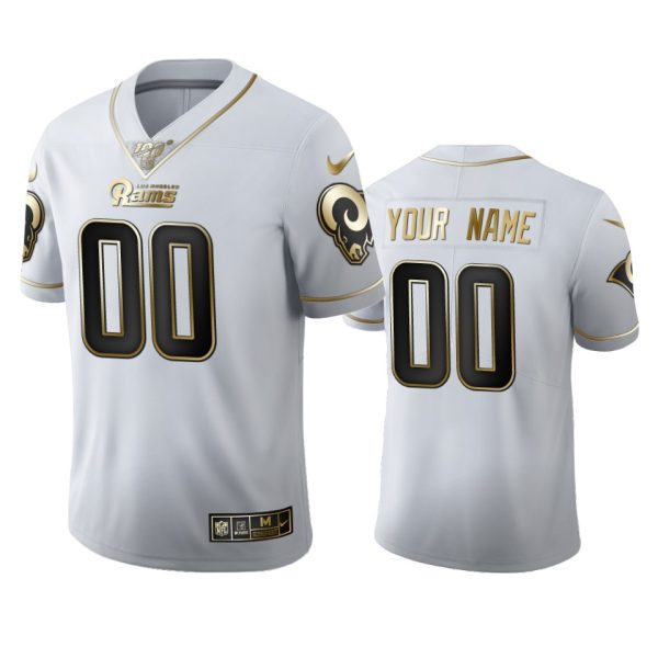 Exceptional Los Angeles Rams Custom Men's White Golden Edition Vapor Limited NFL 100 Jersey Act fast Only a few left Secure your Rams apparel today