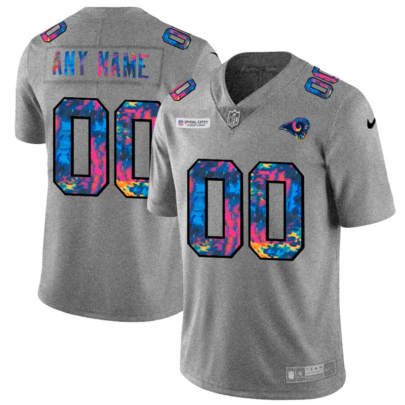Gorgeous Los Angeles Rams Custom Men's Multi Color 2020 NFL Crucial Catch Vapor Untouchable Limited Jersey Greyheather Sports fans this is your chance Order soon to support the Rams