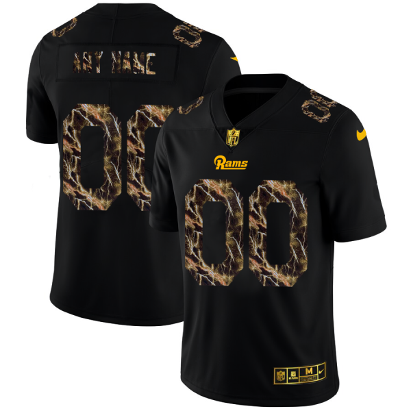 Delightful Los Angeles Rams Custom Men's Black Flocked Lightning Vapor Limited NFL Jersey Collectors this is a must have Add this Rams item to your collection