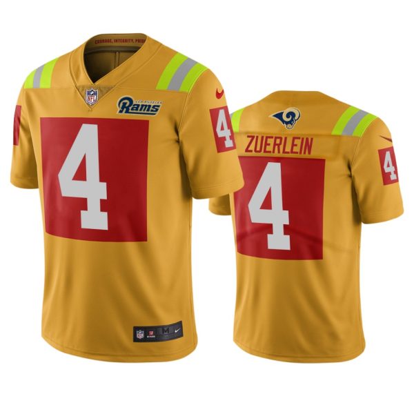 Premium Los Angeles Rams #4 Greg Zuerlein Gold Vapor Limited City Edition NFL Jersey For a short time available Don't miss your chance to own Rams clothing